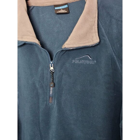 Polar Edge Men's Large Quarter-Zip Fleece Pullover Blue & Gray - Picture 2 of 7